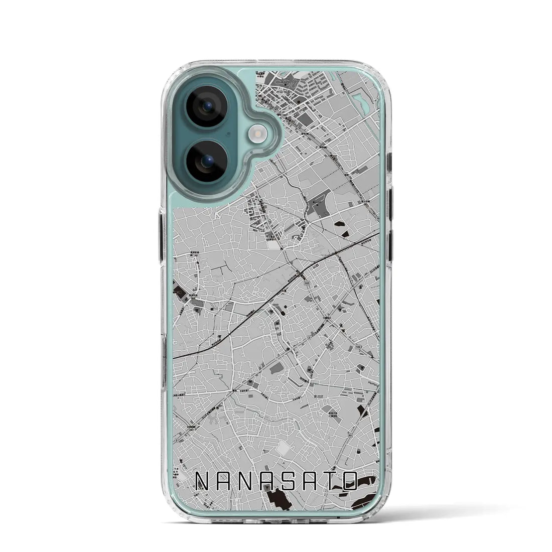 【七里（埼玉県）】地図柄iPhoneケース（MagSafeタイプ）モノトーン・iPhone 16 Pro 用