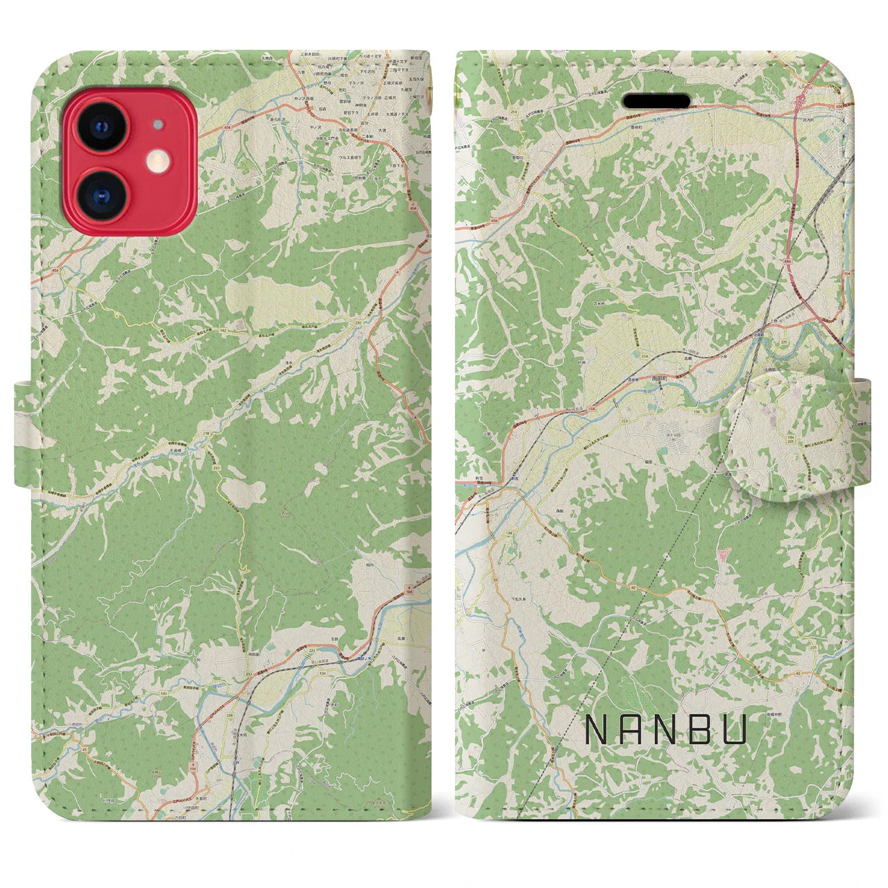 【南部（青森県）】地図柄iPhoneケース（手帳タイプ）ナチュラル・iPhone 11 用