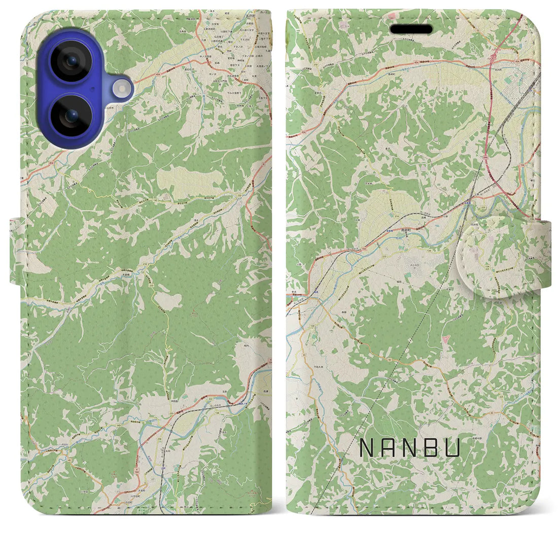 【南部(青森県)】地図柄iPhoneケース(手帳タイプ)ナチュラル・iPhone 16 Pro Max 用