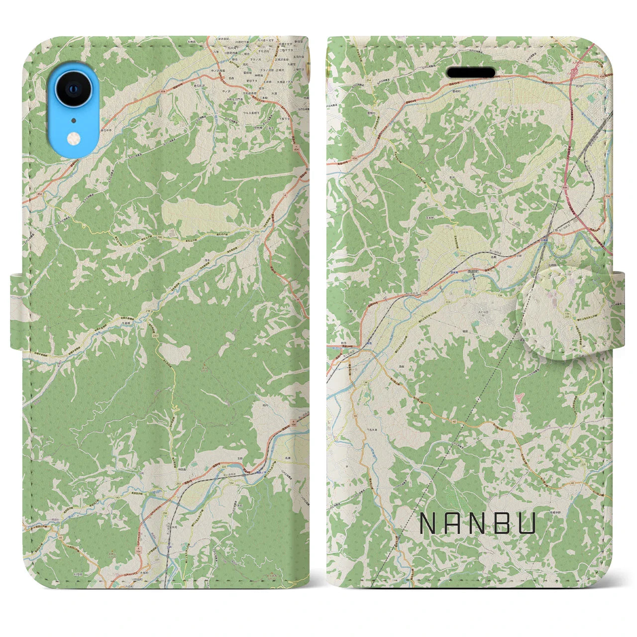 【南部（青森県）】地図柄iPhoneケース（手帳タイプ）ナチュラル・iPhone XR 用