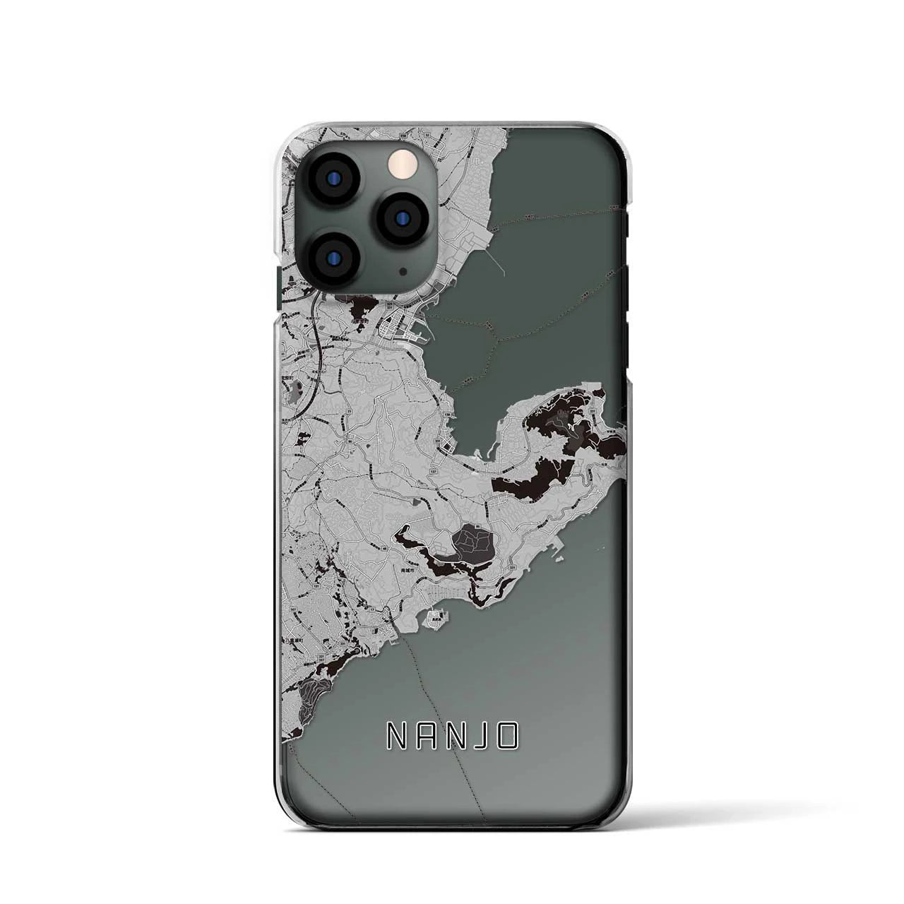 【南城（沖縄県）】地図柄iPhoneケース（クリアタイプ）モノトーン・iPhone 11 Pro 用