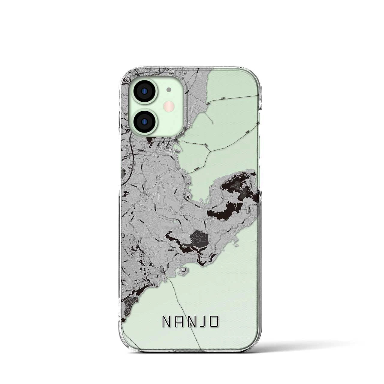 【南城（沖縄県）】地図柄iPhoneケース（クリアタイプ）モノトーン・iPhone 12 mini 用