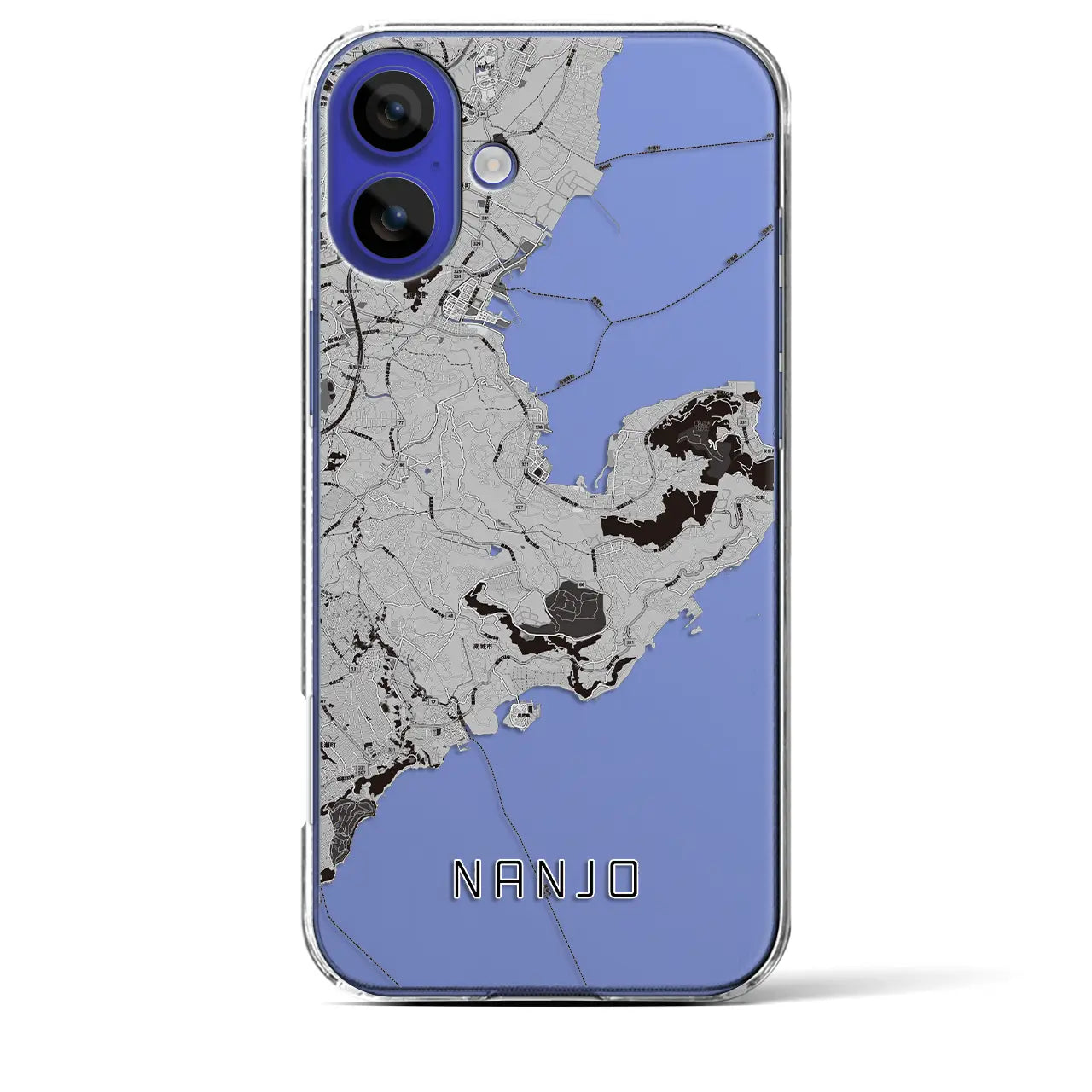 【南城（沖縄県）】地図柄iPhoneケース（クリアタイプ）モノトーン・iPhone 16 Pro Max 用