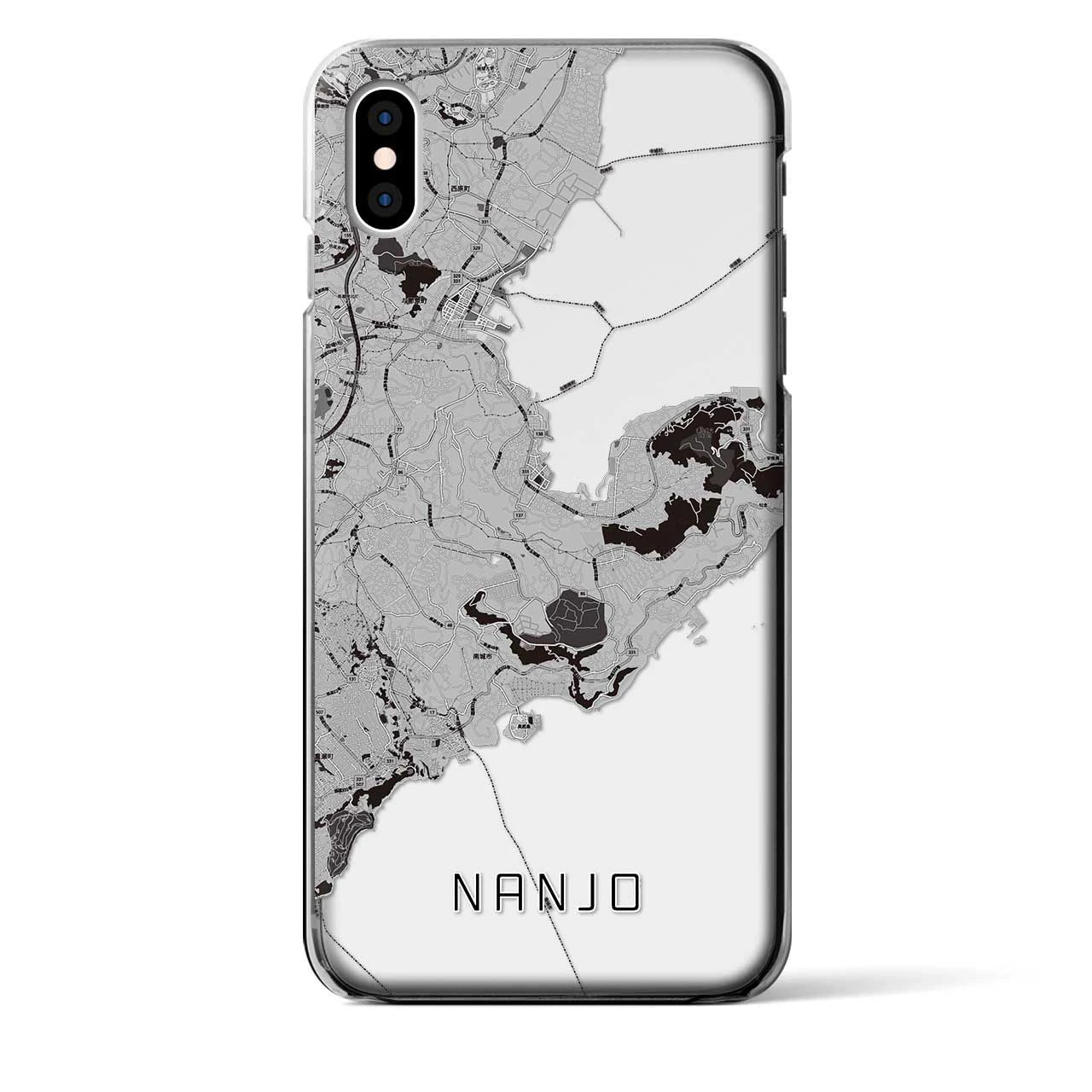 【南城（沖縄県）】地図柄iPhoneケース（クリアタイプ）モノトーン・iPhone XS Max 用