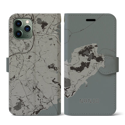 【南城（沖縄県）】地図柄iPhoneケース（手帳タイプ）モノトーン・iPhone 11 Pro 用