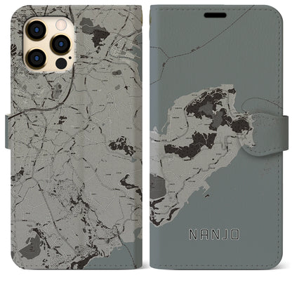 【南城（沖縄県）】地図柄iPhoneケース（手帳タイプ）モノトーン・iPhone 12 Pro Max 用