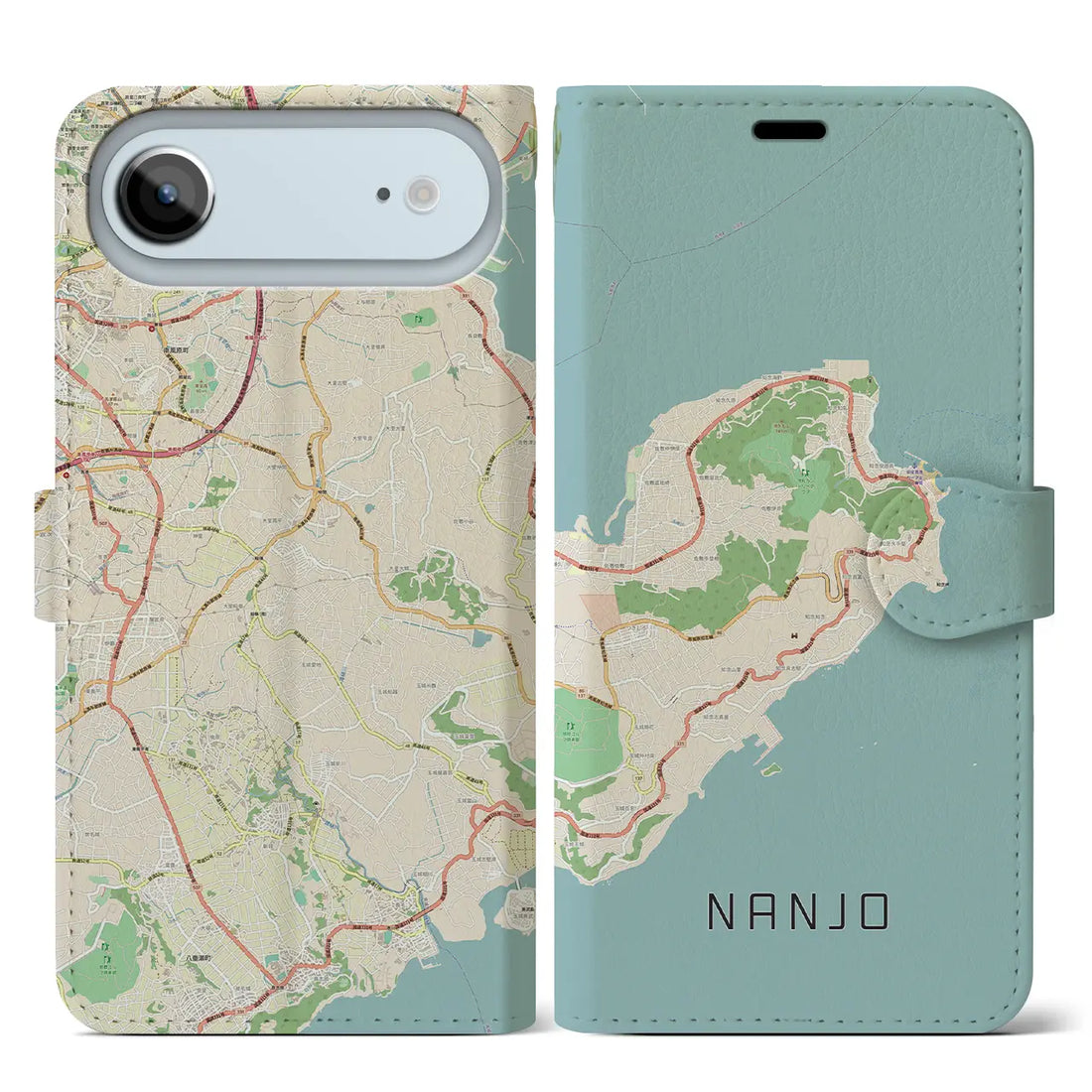 【南城(沖縄県)】地図柄iPhoneケース(手帳タイプ)モノトーン・iPhone 17 Pro Max 用