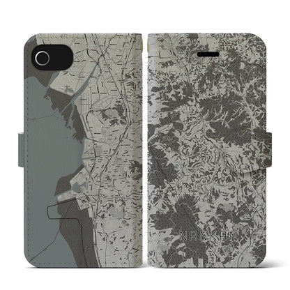 【南関（熊本県）】地図柄iPhoneケース（手帳タイプ）モノトーン・iPhone SE（第3 / 第2世代） / 8 / 7 / 6s / 6 用