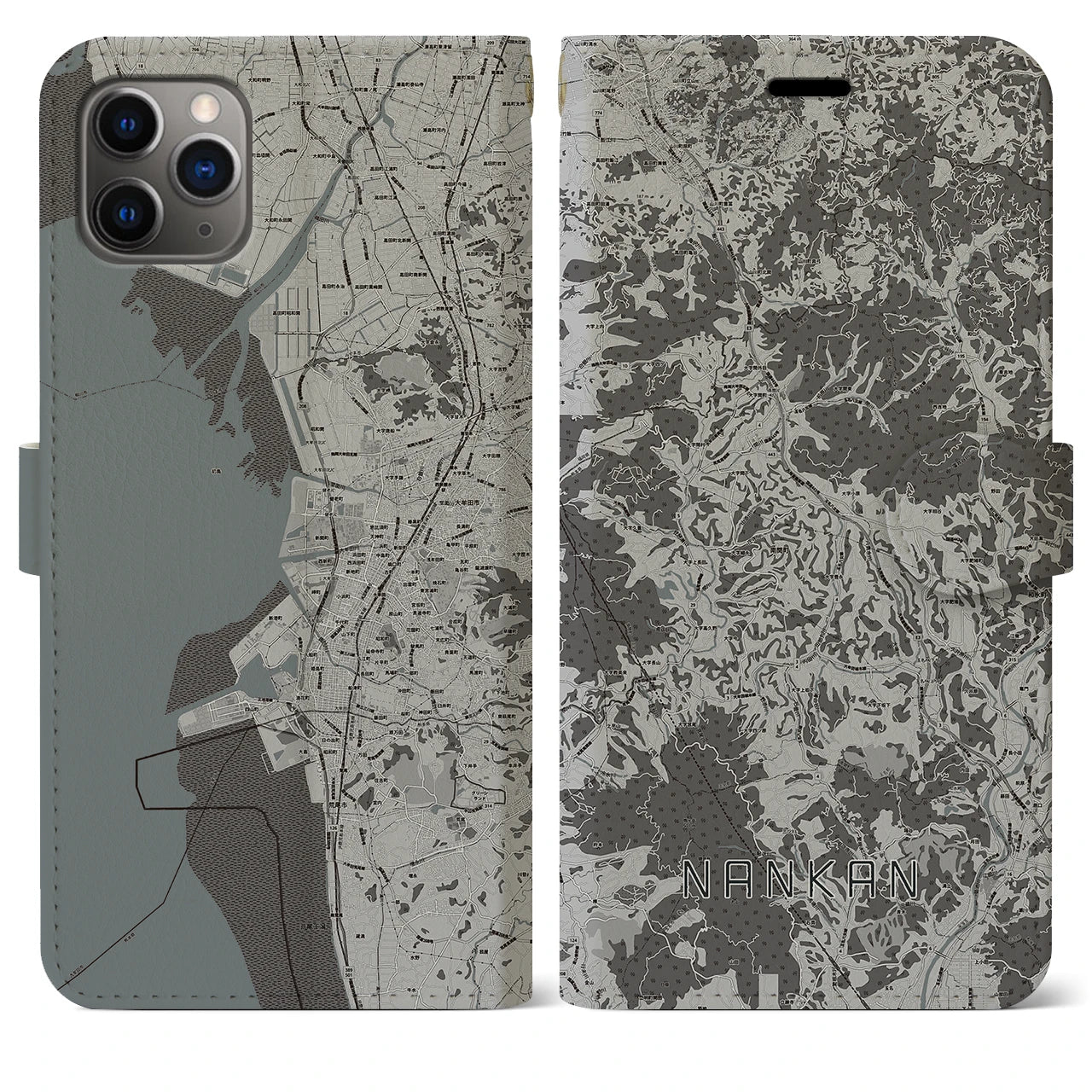 【南関（熊本県）】地図柄iPhoneケース（手帳タイプ）