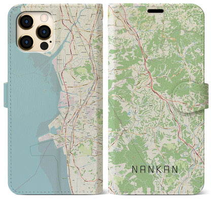 【南関（熊本県）】地図柄iPhoneケース（手帳タイプ）ナチュラル・iPhone 12 Pro Max 用