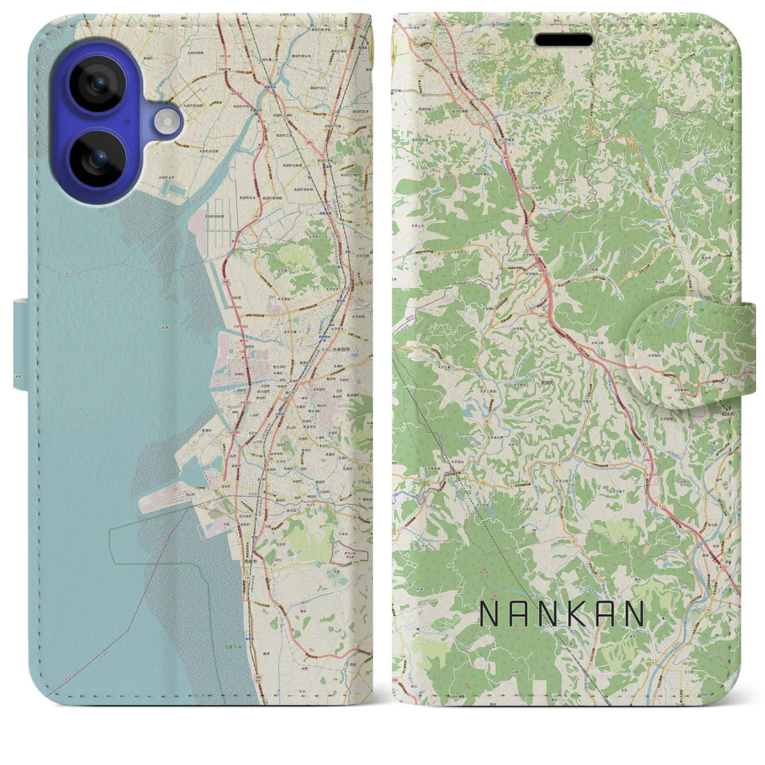 【南関(熊本県)】地図柄iPhoneケース(手帳タイプ)ナチュラル・iPhone 16 Pro Max 用