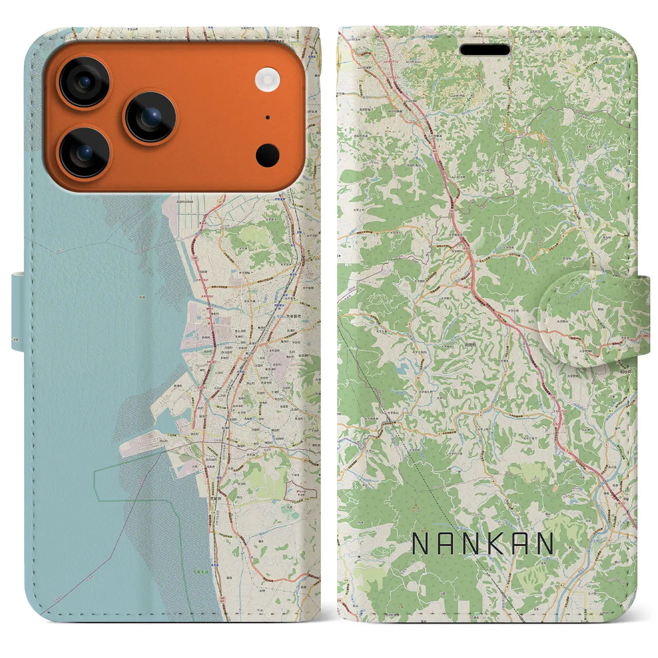 【南関（熊本県）】地図柄iPhoneケース（手帳タイプ）