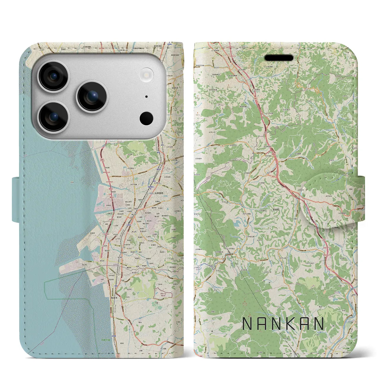 【南関（熊本県）】地図柄iPhoneケース（手帳タイプ）