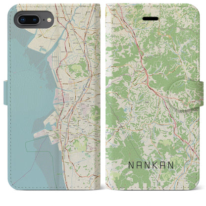 【南関（熊本県）】地図柄iPhoneケース（手帳タイプ）ナチュラル・iPhone 8Plus /7Plus / 6sPlus / 6Plus 用