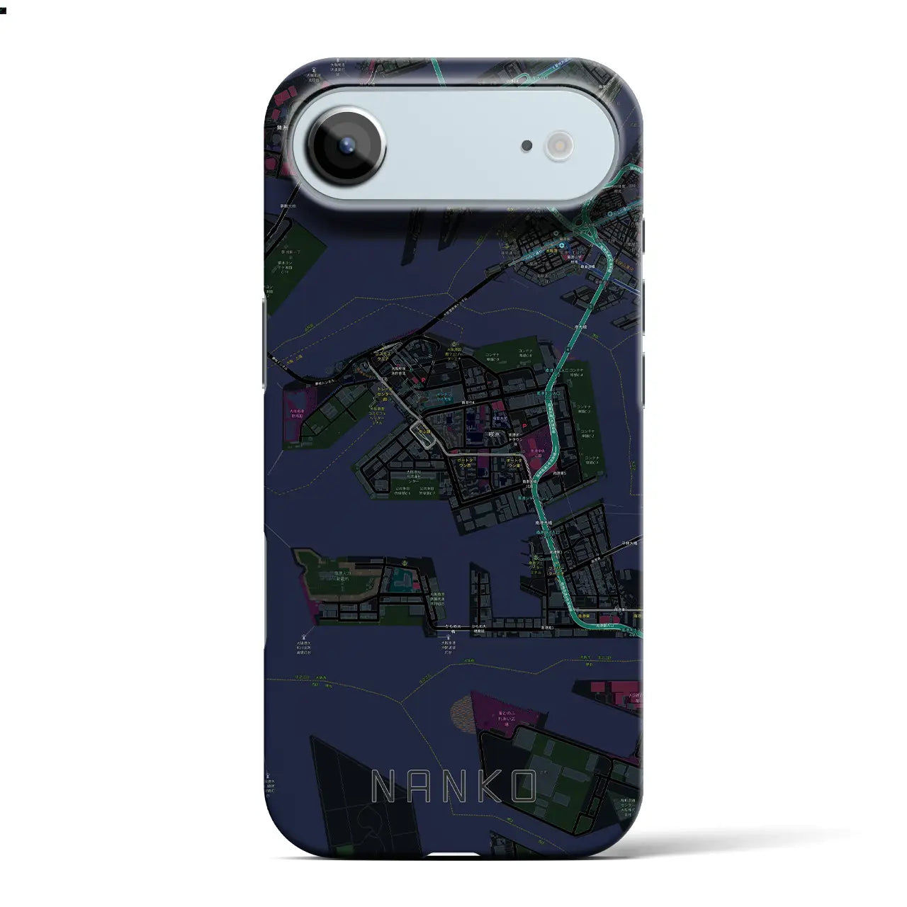 【南港（大阪府）】地図柄iPhoneケース（バックカバータイプ）