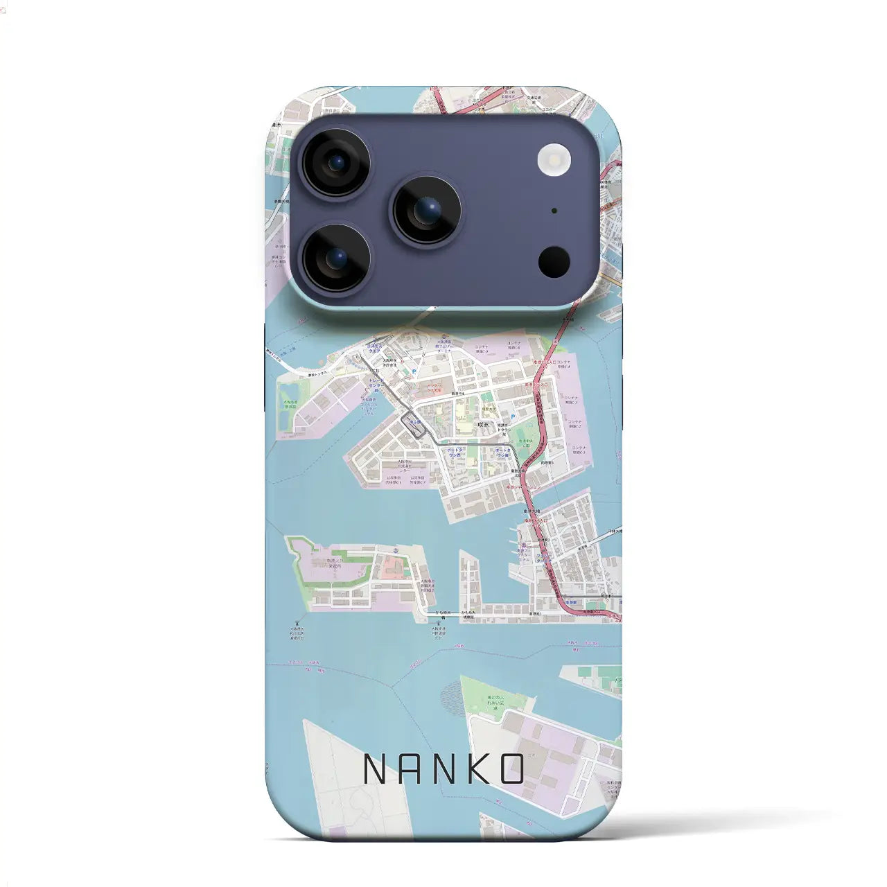 【南港（大阪府）】地図柄iPhoneケース（バックカバータイプ）ブラック・iPhone 17 Pro Max 用