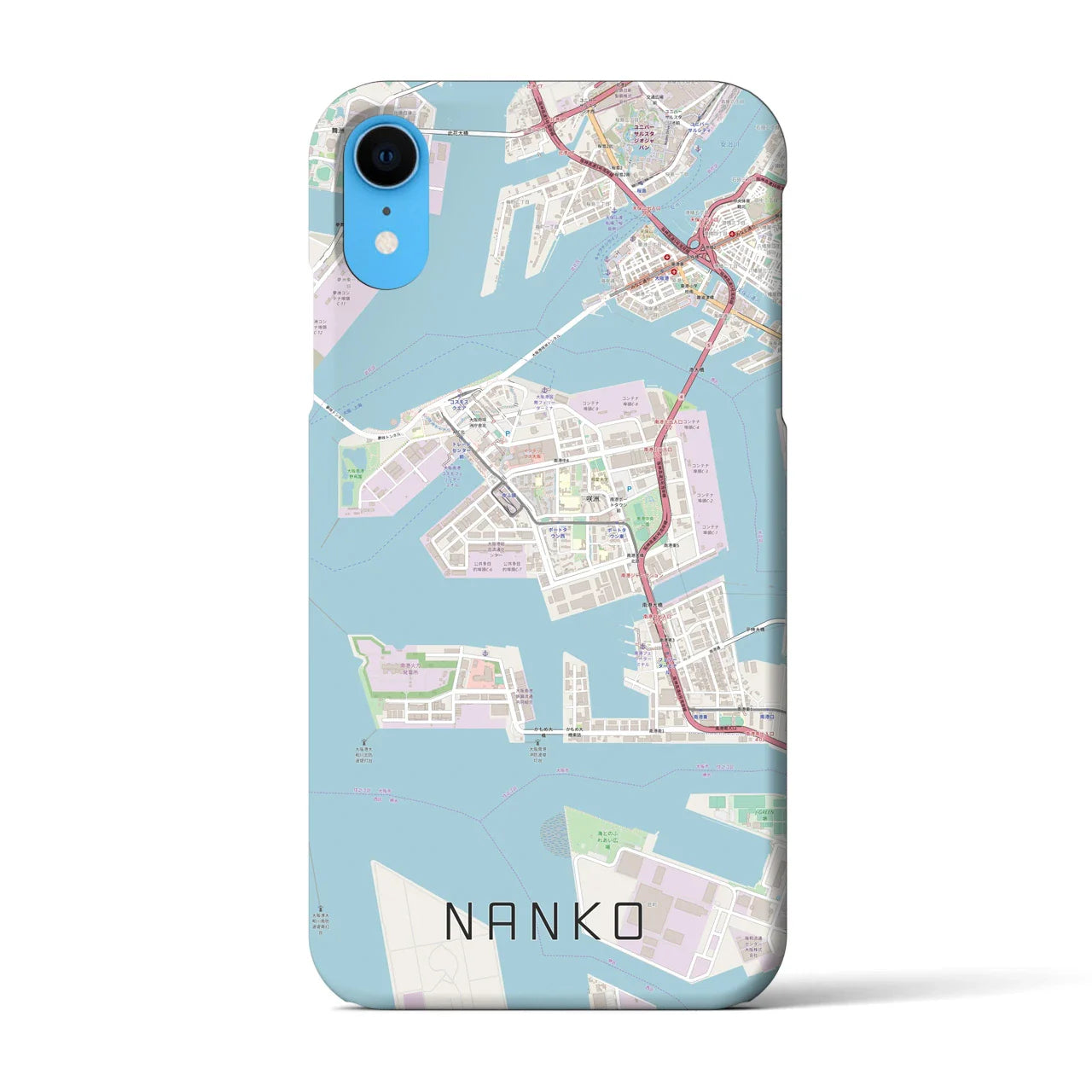 【南港（大阪府）】地図柄iPhoneケース（バックカバータイプ）