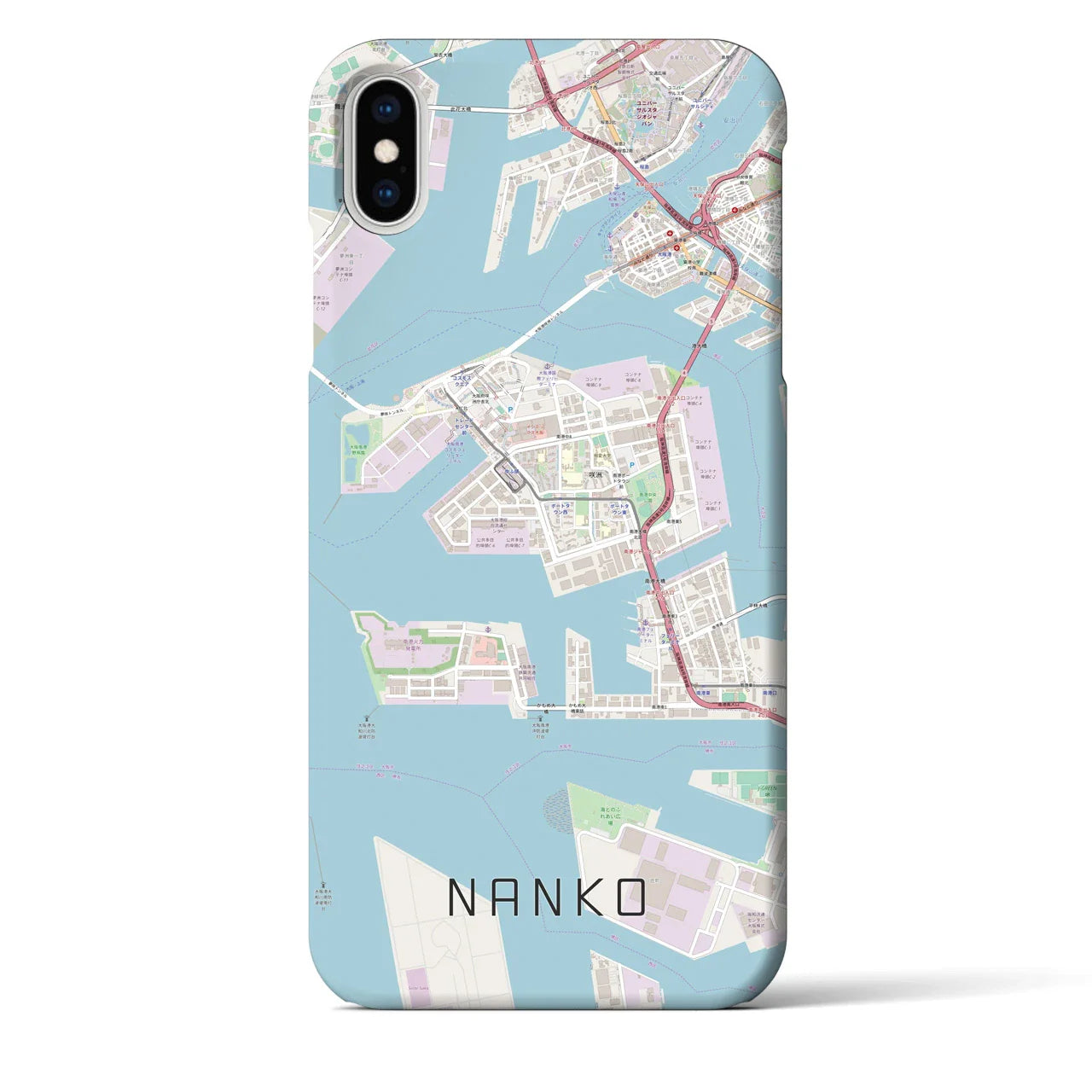 【南港（大阪府）】地図柄iPhoneケース（バックカバータイプ）