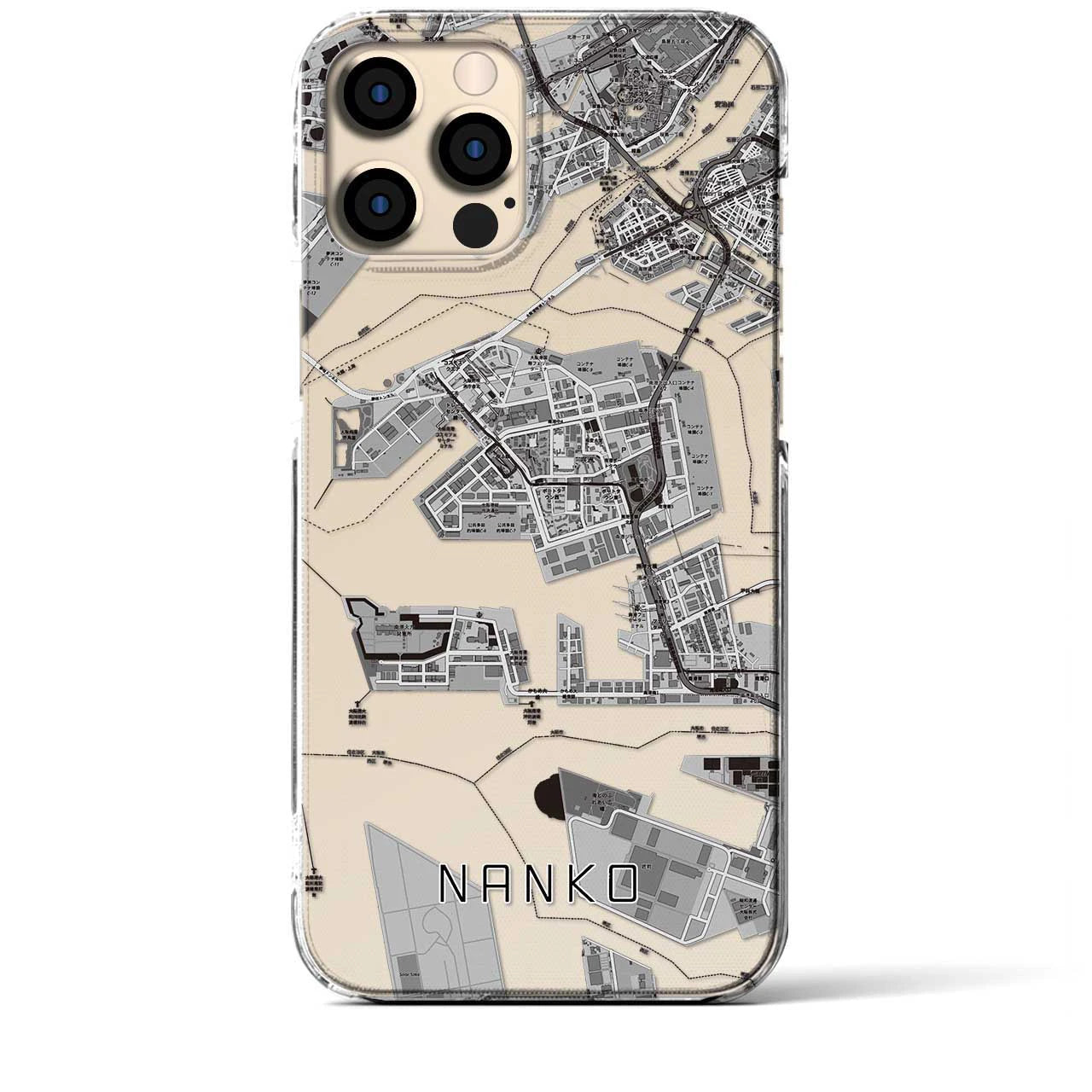 【南港（大阪府）】地図柄iPhoneケース（クリアタイプ）