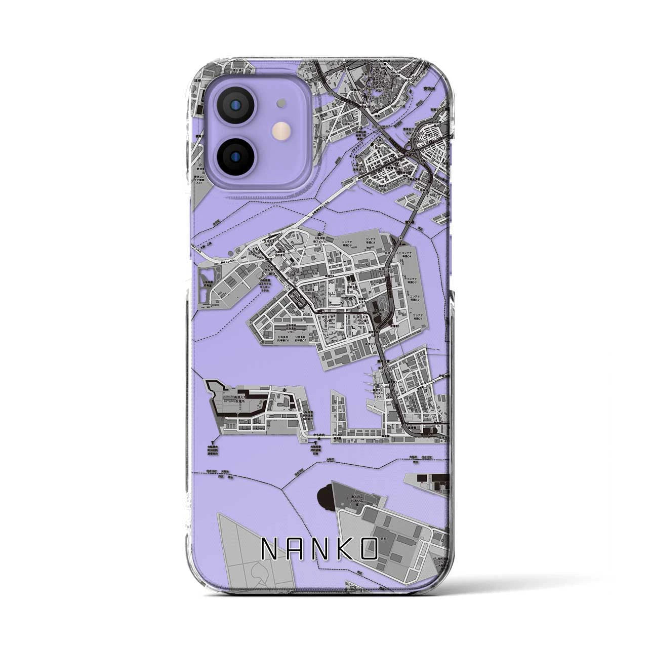 【南港（大阪府）】地図柄iPhoneケース（クリアタイプ）