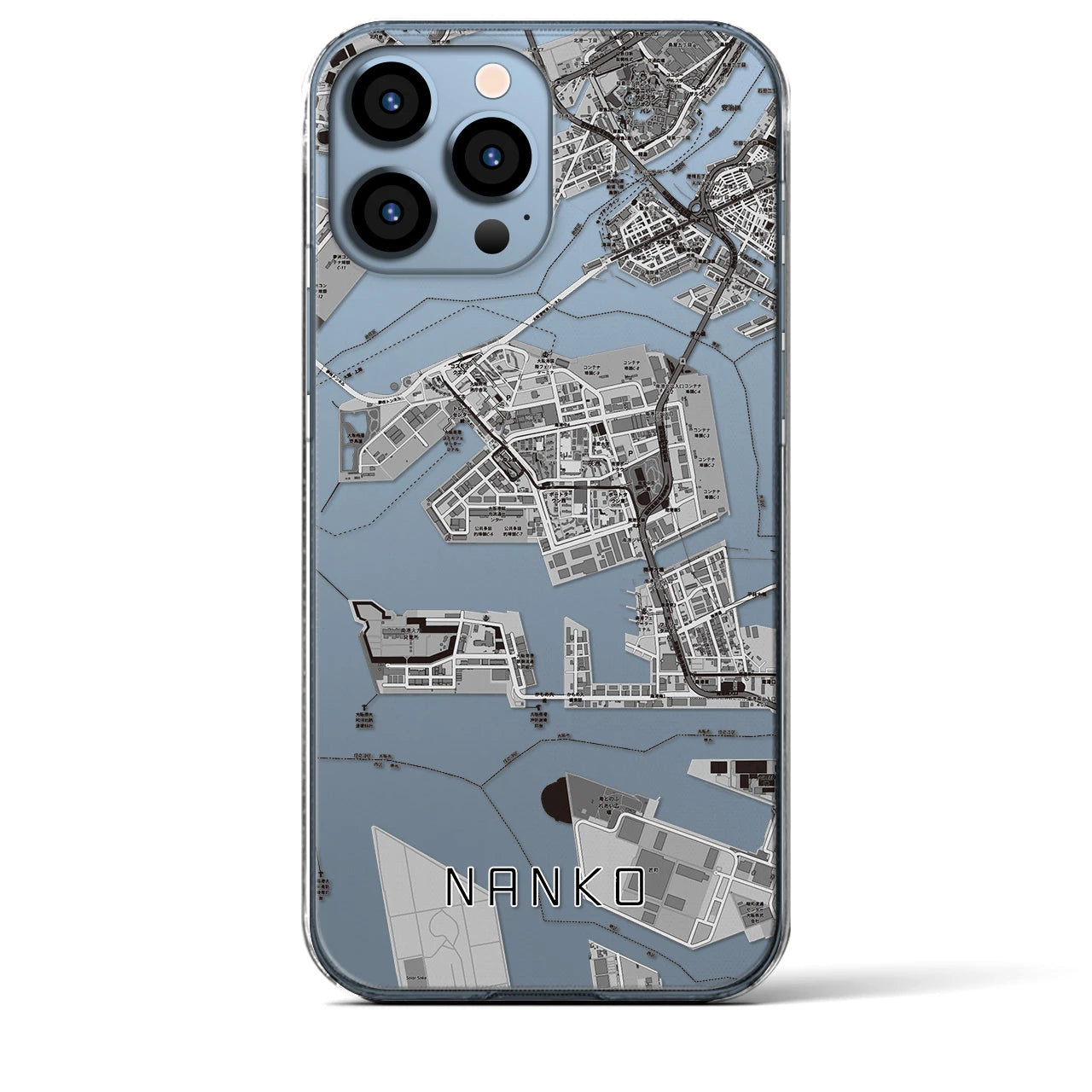 【南港（大阪府）】地図柄iPhoneケース（クリアタイプ）
