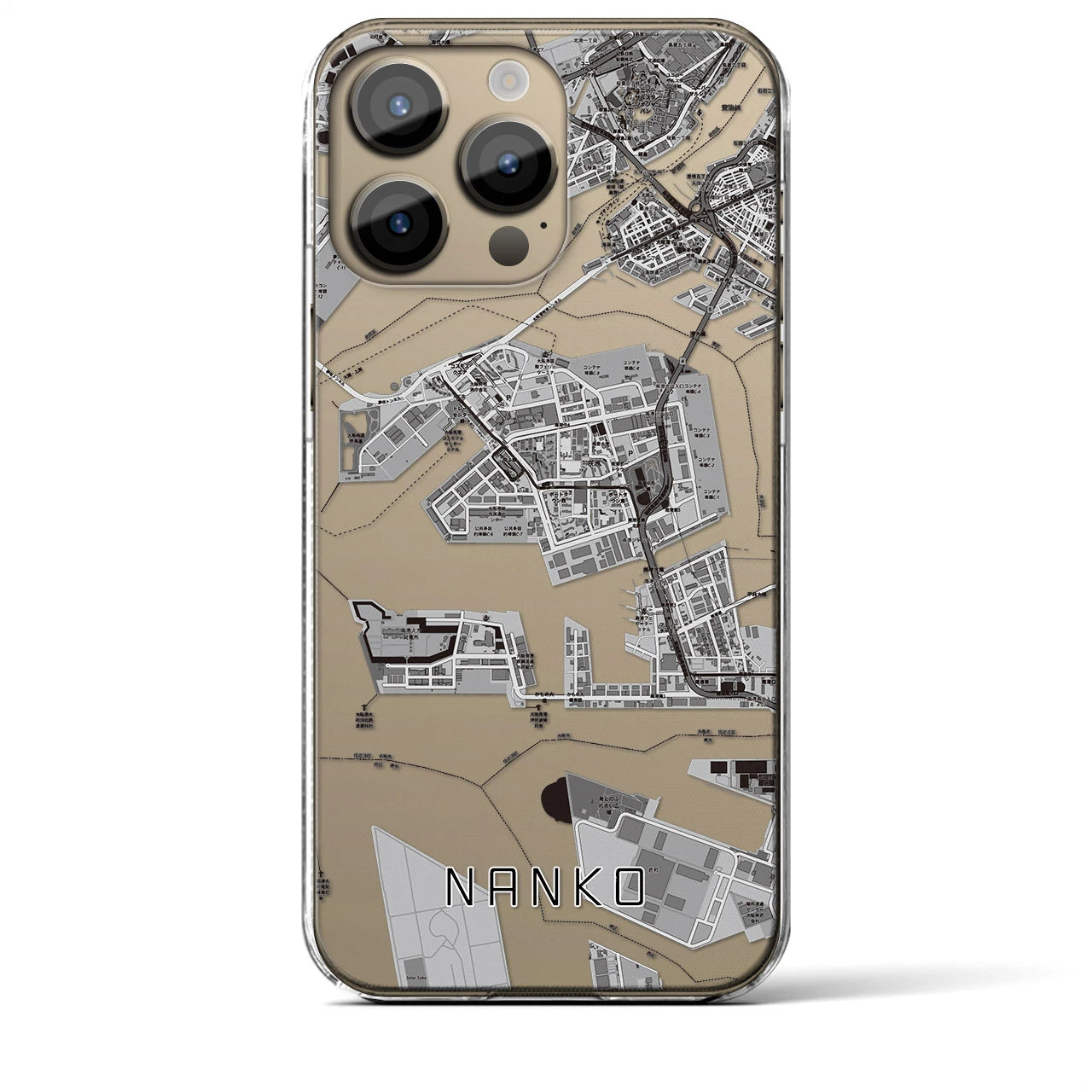 【南港（大阪府）】地図柄iPhoneケース（クリアタイプ）
