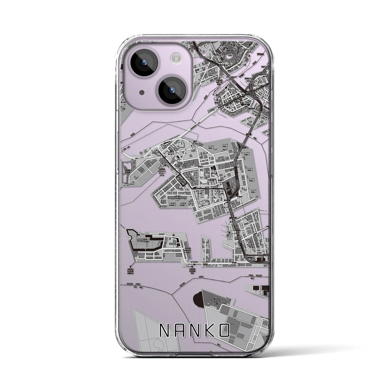 【南港（大阪府）】地図柄iPhoneケース（クリアタイプ）