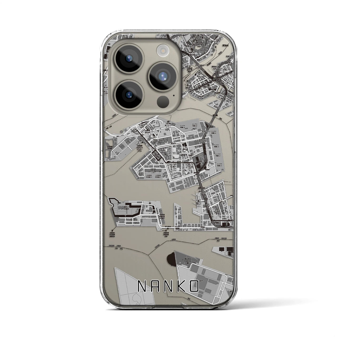 【南港（大阪府）】地図柄iPhoneケース（クリアタイプ）