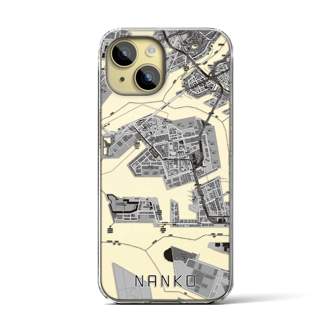 【南港（大阪府）】地図柄iPhoneケース（クリアタイプ）