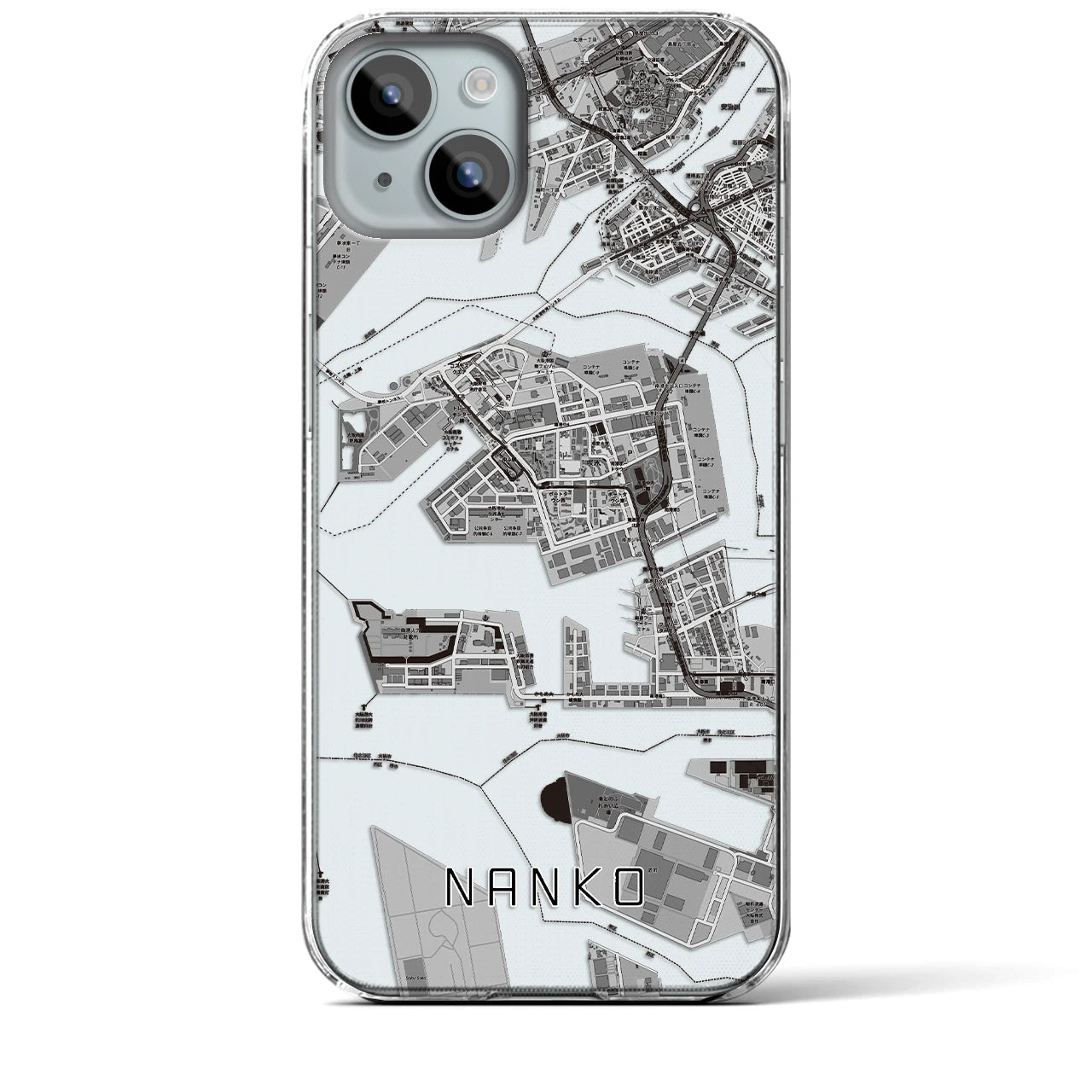 【南港（大阪府）】地図柄iPhoneケース（クリアタイプ）
