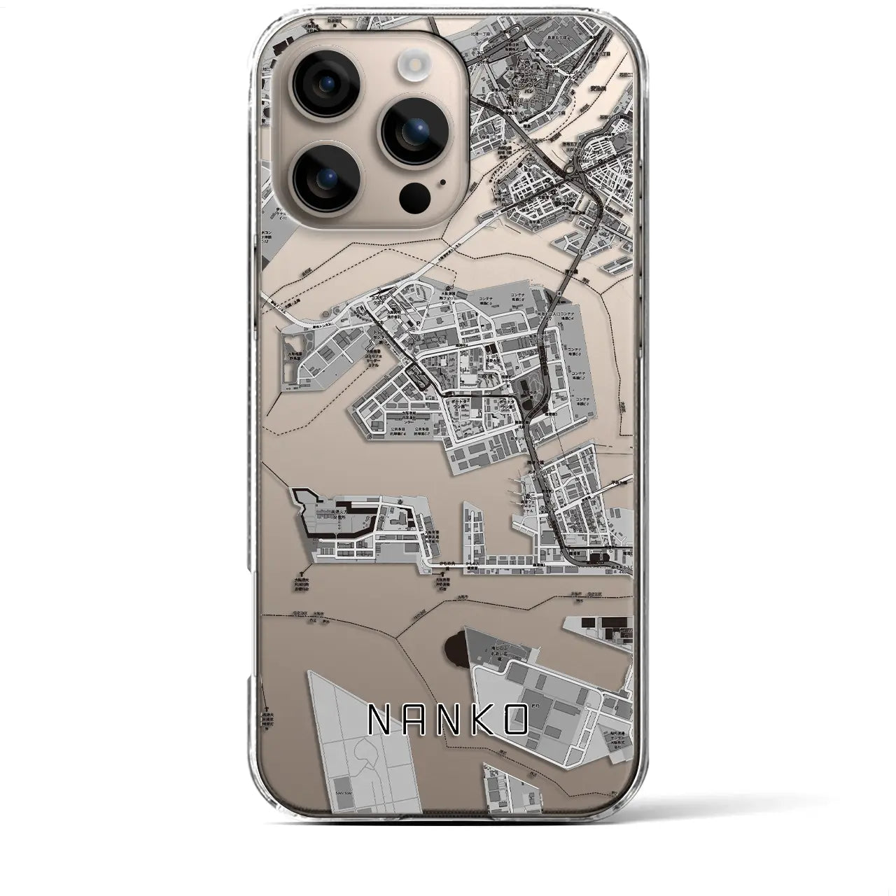 【南港（大阪府）】地図柄iPhoneケース（クリアタイプ）