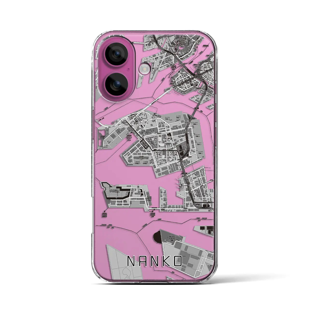 【南港（大阪府）】地図柄iPhoneケース（クリアタイプ）