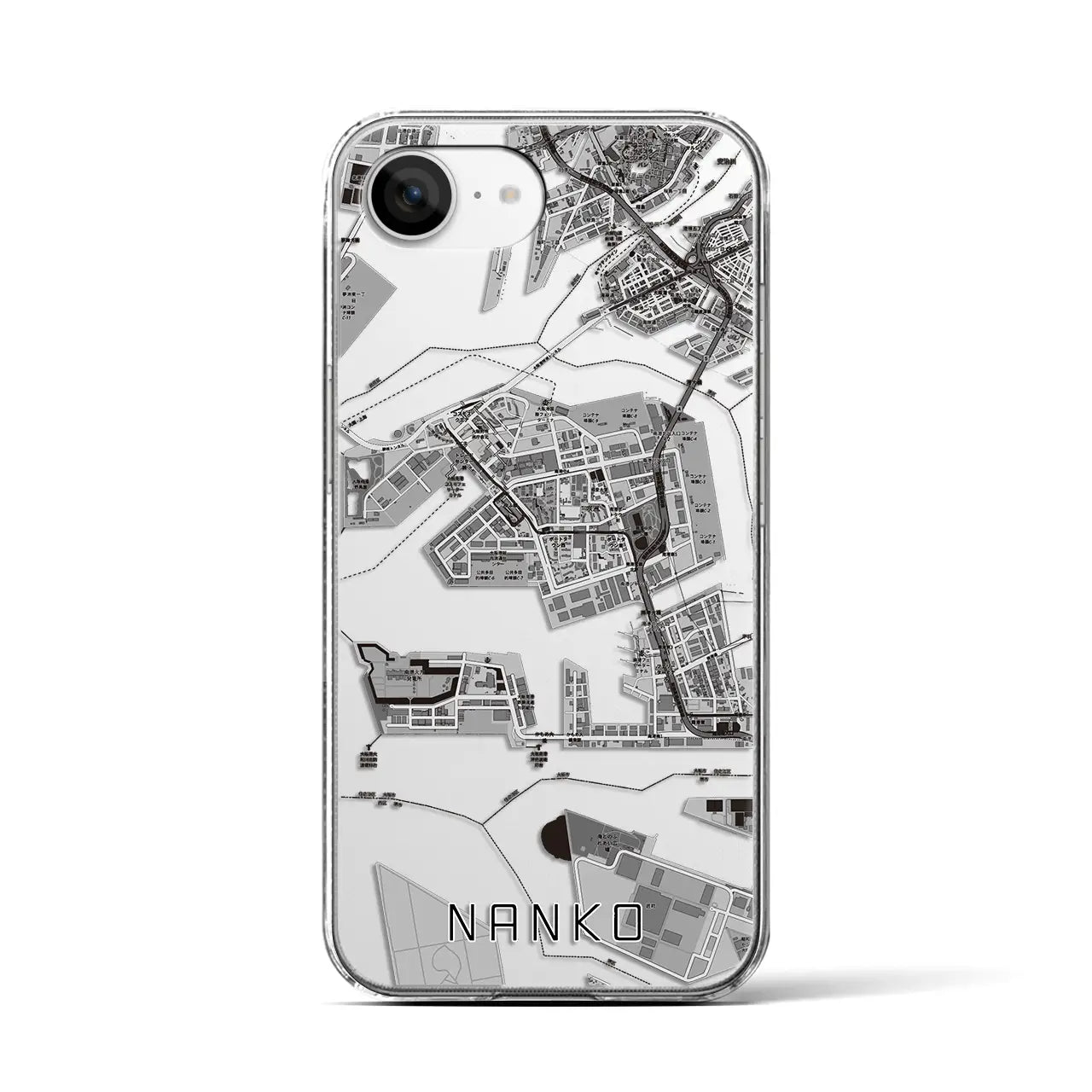 【南港（大阪府）】地図柄iPhoneケース（クリアタイプ）
