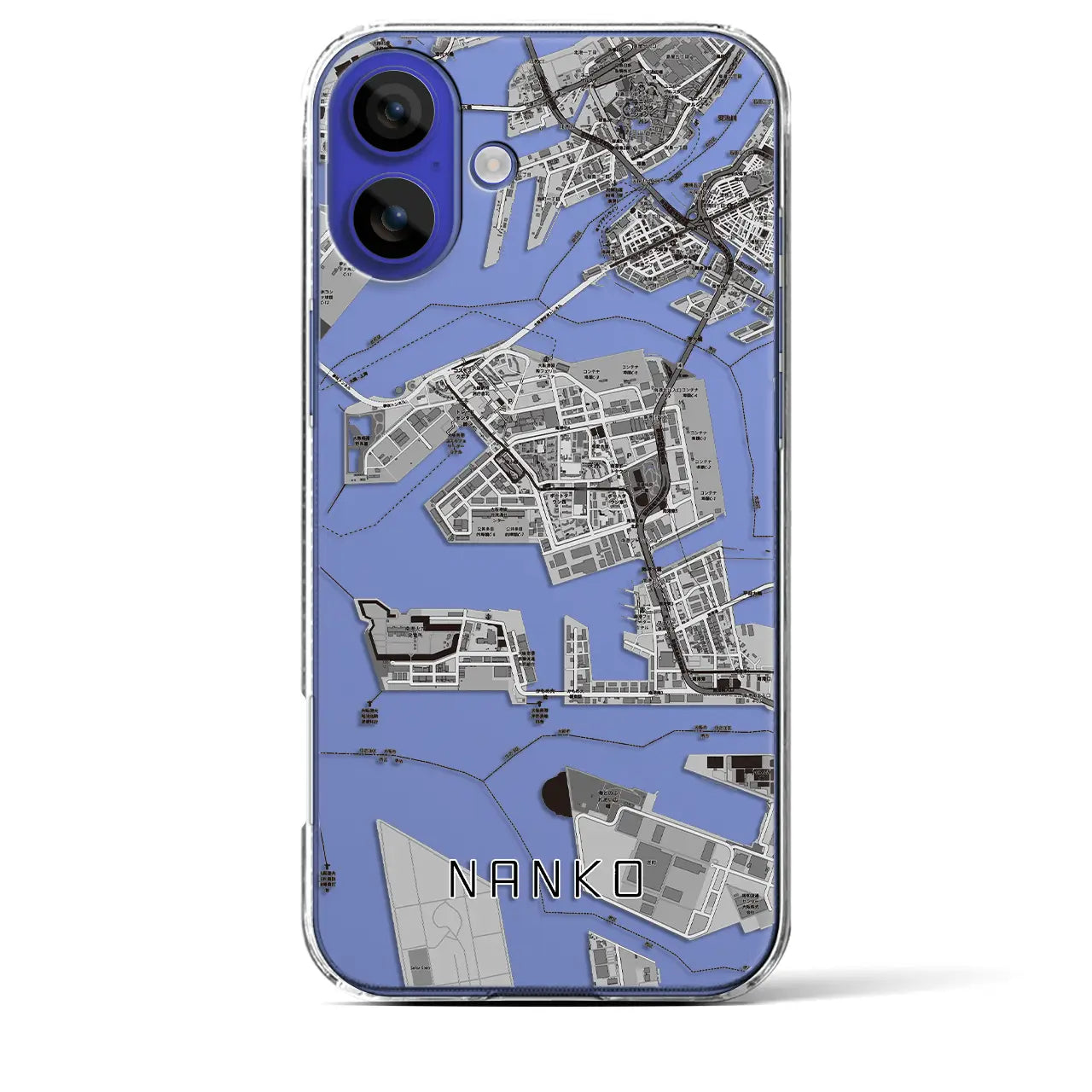 【南港（大阪府）】地図柄iPhoneケース（クリアタイプ）