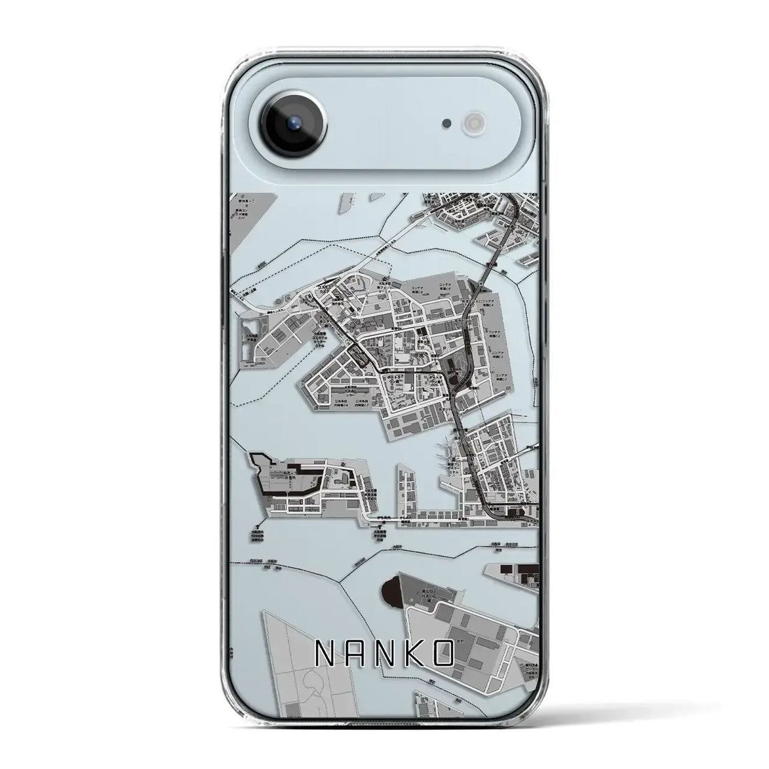 【南港（大阪府）】地図柄iPhoneケース（クリアタイプ）モノトーン・iPhone 17 Pro Max 用