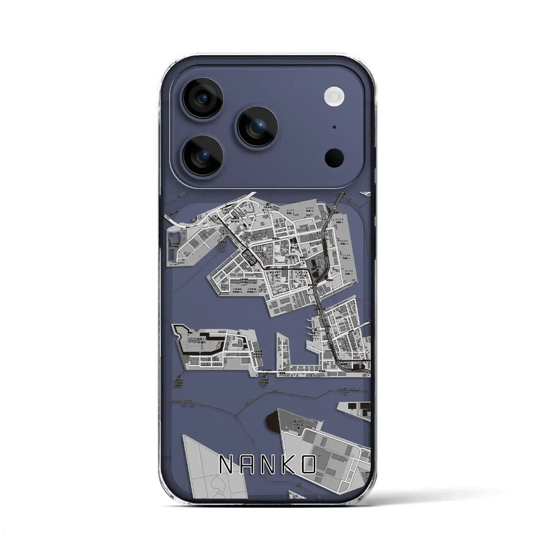 【南港(大阪府)】地図柄iPhoneケース(クリアタイプ)モノトーン・iPhone 17 Pro Max 用