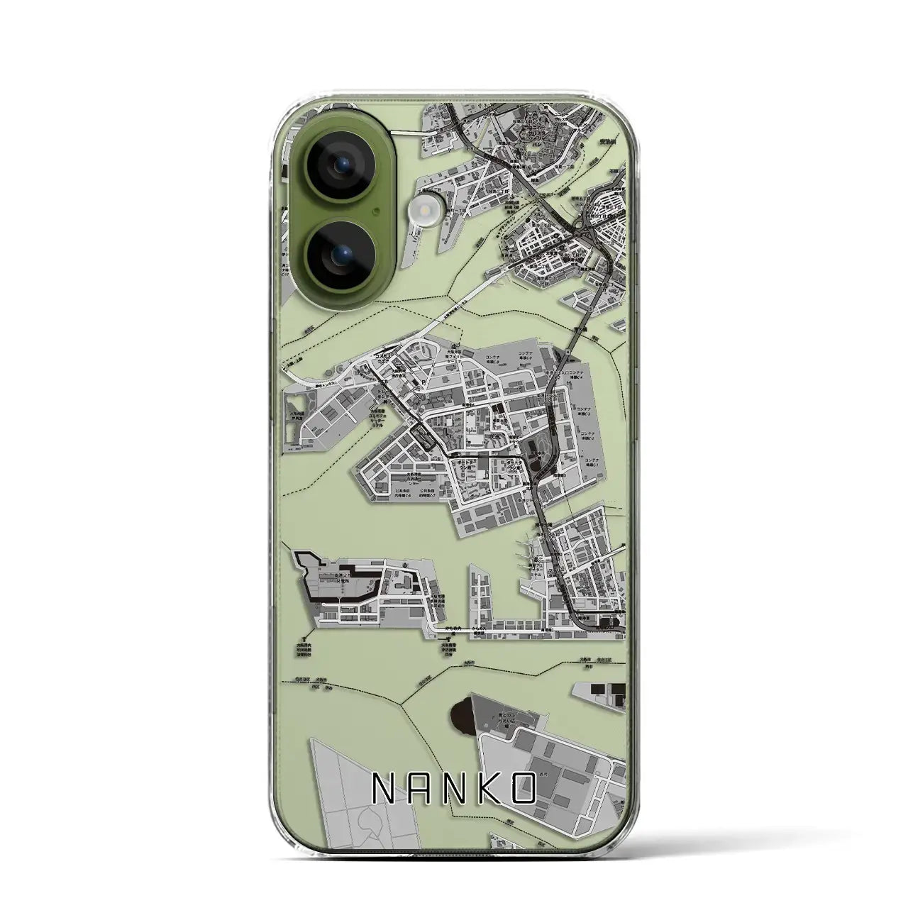【南港（大阪府）】地図柄iPhoneケース（クリアタイプ）