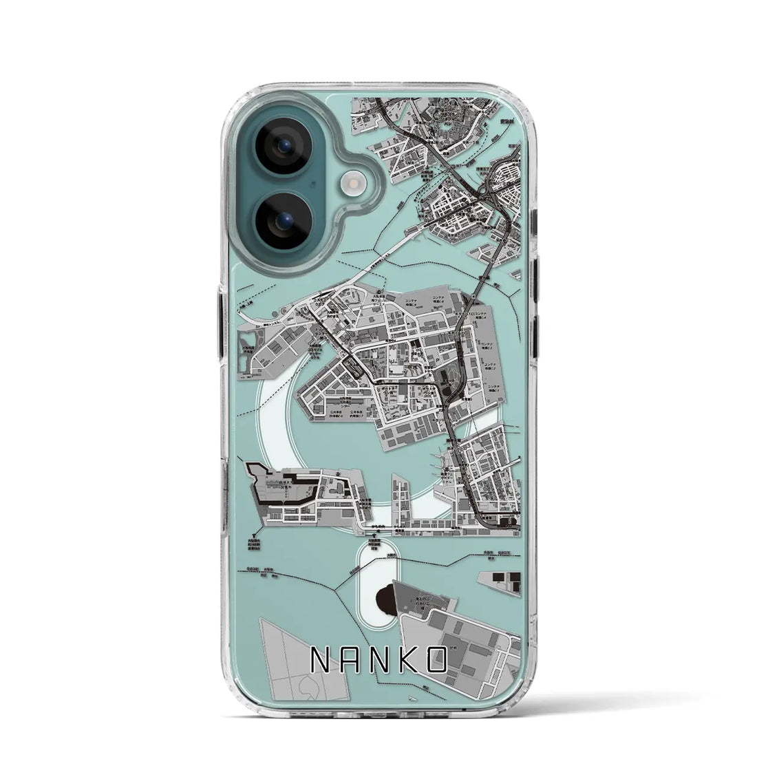 【南港(大阪府)】地図柄iPhoneケース(MagSafeタイプ)モノトーン・iPhone 16 Pro 用