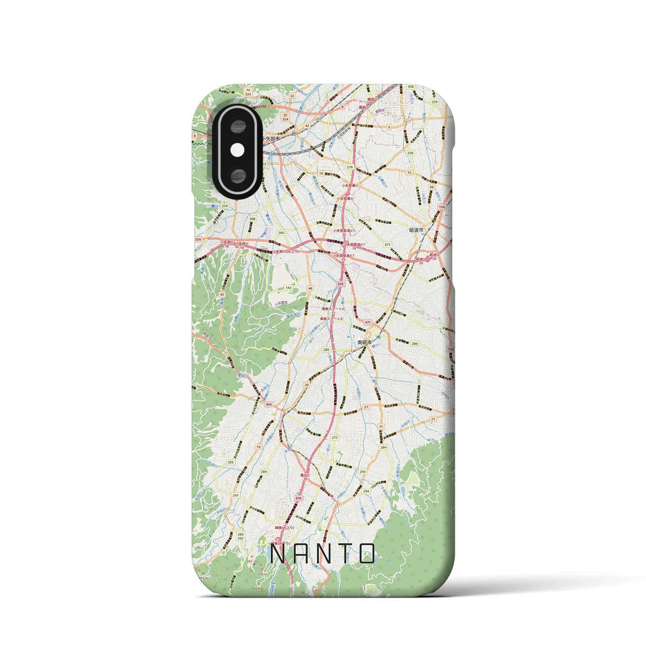 【南砺】地図柄iPhoneケース（バックカバータイプ・ナチュラル）iPhone XS / X 用