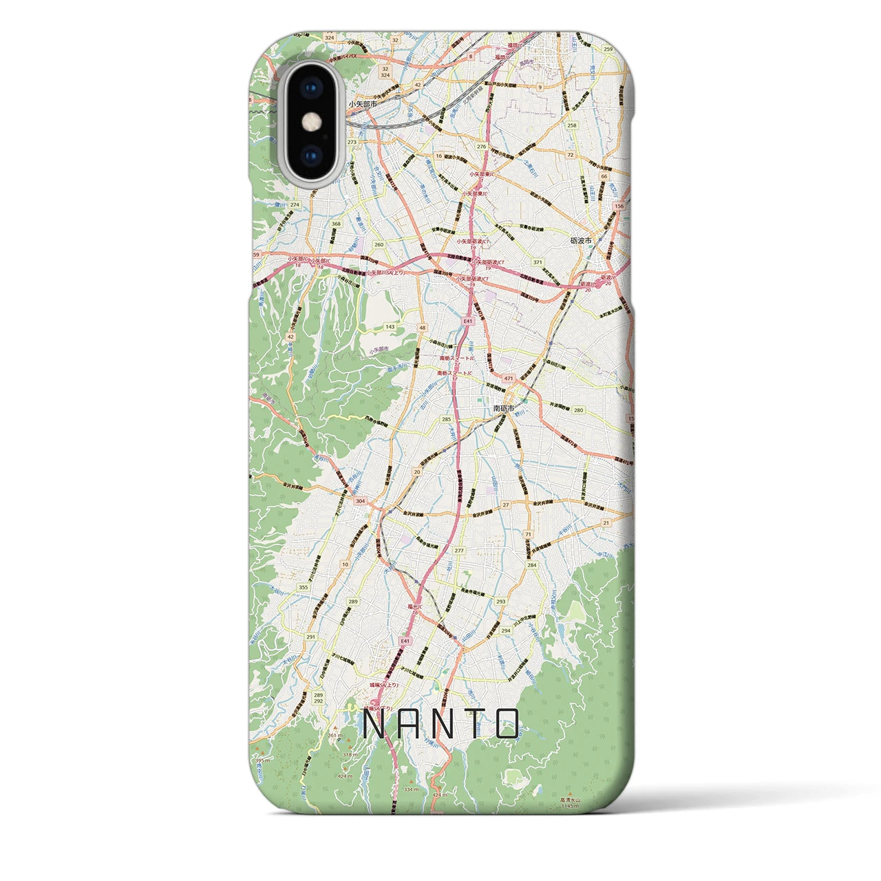 【南砺】地図柄iPhoneケース（バックカバータイプ・ナチュラル）iPhone XS Max 用