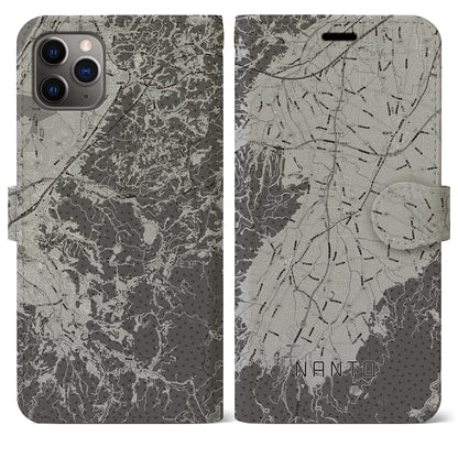 【南砺（富山県）】地図柄iPhoneケース（手帳タイプ）モノトーン・iPhone 11 Pro Max 用