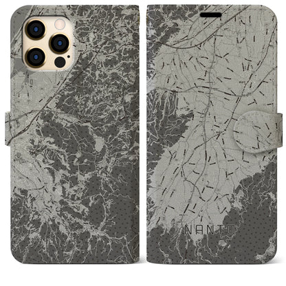 【南砺（富山県）】地図柄iPhoneケース（手帳タイプ）モノトーン・iPhone 12 Pro Max 用