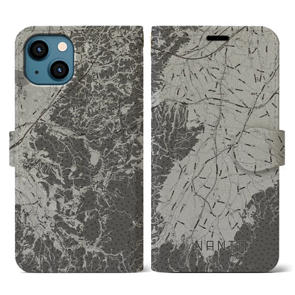 【南砺（富山県）】地図柄iPhoneケース（手帳タイプ）モノトーン・iPhone 13 用