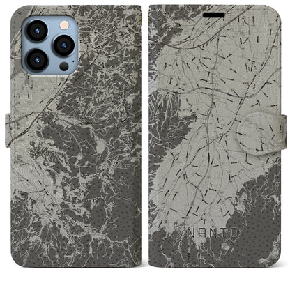 【南砺（富山県）】地図柄iPhoneケース（手帳タイプ）モノトーン・iPhone 13 Pro Max 用