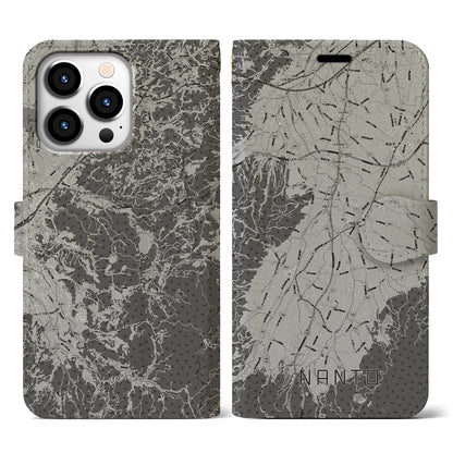 【南砺（富山県）】地図柄iPhoneケース（手帳タイプ）モノトーン・iPhone 13 Pro 用