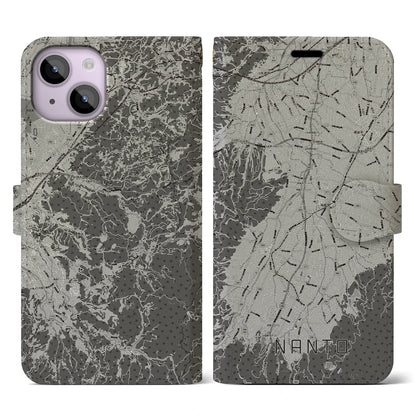 【南砺（富山県）】地図柄iPhoneケース（手帳タイプ）モノトーン・iPhone 14 用