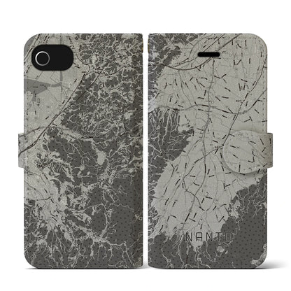 【南砺（富山県）】地図柄iPhoneケース（手帳タイプ）モノトーン・iPhone SE（第3 / 第2世代） / 8 / 7 / 6s / 6 用