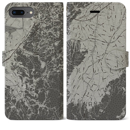 【南砺（富山県）】地図柄iPhoneケース（手帳タイプ）モノトーン・iPhone 8Plus /7Plus / 6sPlus / 6Plus 用