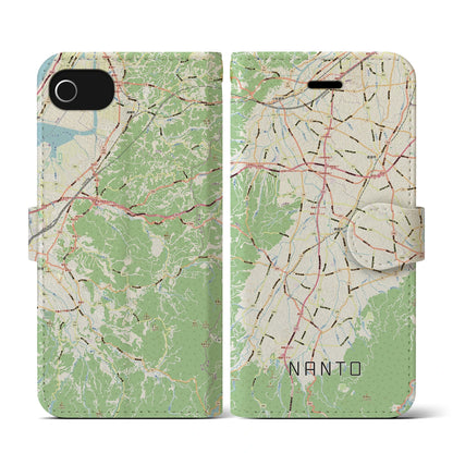 【南砺（富山県）】地図柄iPhoneケース（手帳タイプ）ナチュラル・iPhone SE（第3 / 第2世代） / 8 / 7 / 6s / 6 用