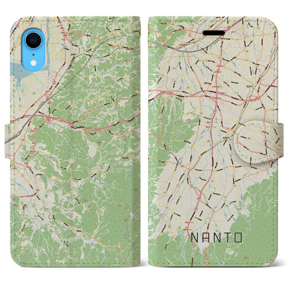 【南砺（富山県）】地図柄iPhoneケース（手帳タイプ）ナチュラル・iPhone XR 用